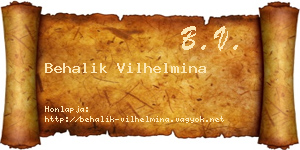 Behalik Vilhelmina névjegykártya